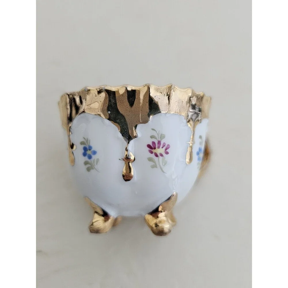 Vintage Mini Floral And Gold Tea Cup